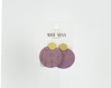 Cork+Leather Round Earring "Lilac"