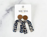 Cork+Leather Arch Earring "Navy Daisy"