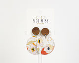 Cork+Leather Round Earring "Boho Bloom"