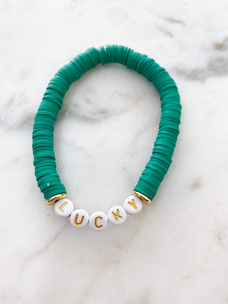 Heishi Color Pop Bracelet "Kelly Green(Lucky)"