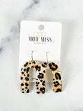 Cork+Leather Arch Earring "Leopard Peach"