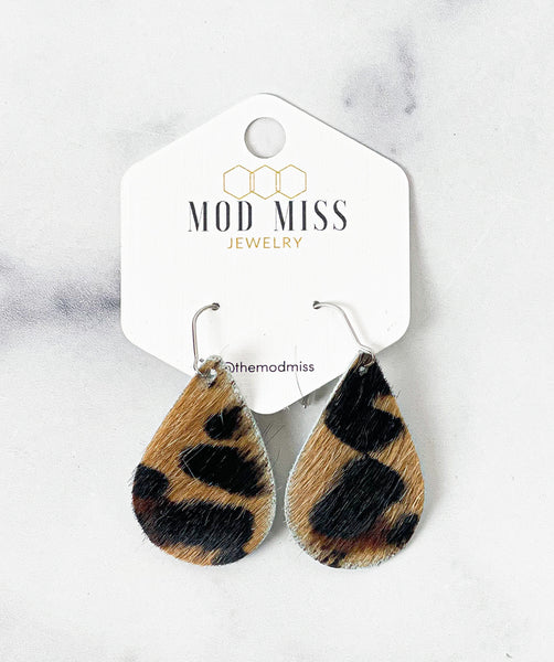 Leather Teardrop Earring "HOH Cheetah"