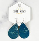 Leather Teardrop Earring "Wildwood Dark Teal"