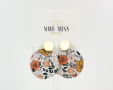 Cork+Leather Round Earring "Boho Bloom"