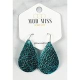 Leather Teardrop Earring "Metallic Turquoise"