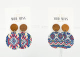 Cork+Leather Round Earring "Western Aztec"