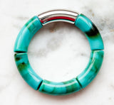 Acrylic Bamboo Bangle Bracelet "Marbled Turquoise"