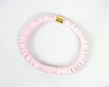 Heishi Color Pop Bracelet "Light Pink Gold Barrel"