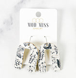 Cork+Leather Arch Earring "Vintage Wildflowers"