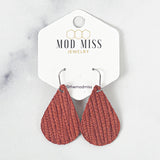 Leather Teardrop Earring "Palm Rust"