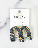 Cork+Leather Arch Earring "Pastel Floral"