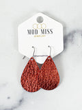 Leather Teardrop Earring "Metallic Orange"