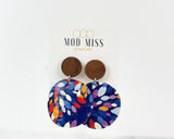 Cork+Leather Round Earring "Kaleidoscope"