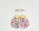 Cork+Leather Round Earring "Patriotic Grunge"