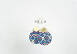 Cork+Leather Round Earring "Western Aztec"