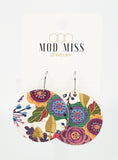 Cork+Leather Round Earring "Fiesta Floral"