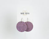 Cork+Leather Round Earring "Lilac"