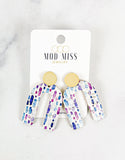 Cork+Leather Arch Earring "Watercolor Splash"