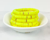 Heishi Color Pop Bracelet "Neon Yellow Gold Discs"