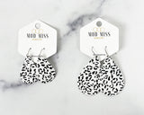 Leather Teardrop Earring "Dalmatian"