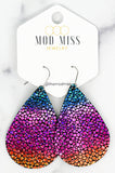 Leather Teardrop Earring "Stingray Rainbow"