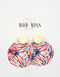 Cork+Leather Round Earring "Patriotic"