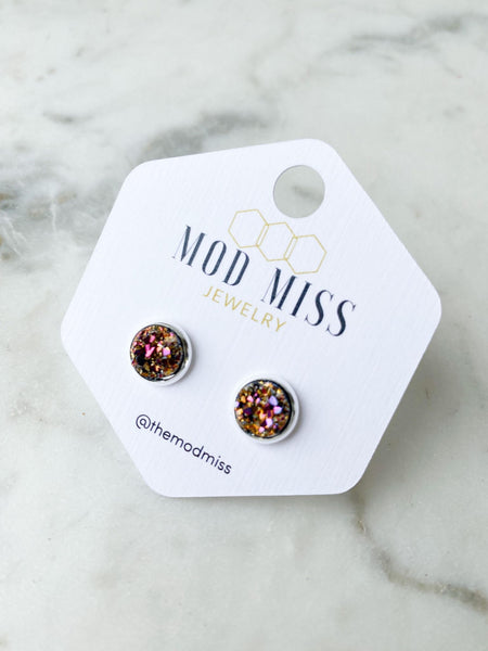 Druzy Stud Earring "Metallic Gold"