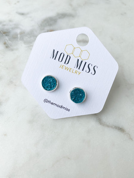 Druzy Stud Earring "Teal"