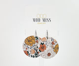 Cork+Leather Round Earring "Boho Bloom"