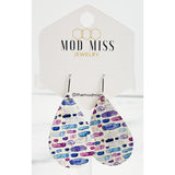 Cork+Leather Teardrop Earring "Watercolor Splash"