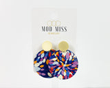 Cork+Leather Round Earring "Kaleidoscope"