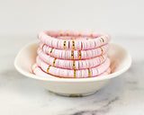 Heishi Color Pop Bracelet "Light Pink Gold Discs"