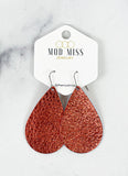 Leather Teardrop Earring "Metallic Orange"