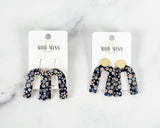 Cork+Leather Arch Earring "Navy Daisy"