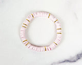 Heishi Color Pop Bracelet "Light Pink Gold Discs"