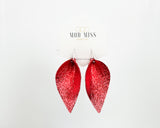 Leather Petal Earring "Metallic Red"