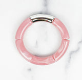 Acrylic Bamboo Bangle Bracelet "Marbled Light Pink"