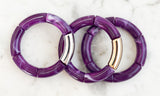 Acrylic Bamboo Bangle Bracelet "Marbled Purple"