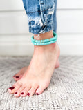 Heishi Color Pop Anklet "Aqua"