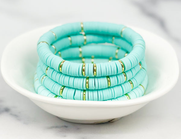 Heishi Color Pop Bracelet "Aqua "