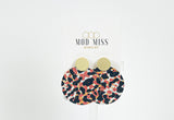 Cork+Leather Round Earring "Leopard Orange"
