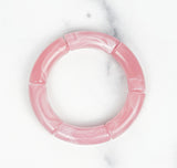 Acrylic Bamboo Bangle Bracelet "Marbled Light Pink"