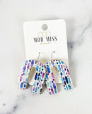Cork+Leather Arch Earring "Watercolor Splash"