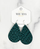 Leather Teardrop Earring "Basket Weave Dark Teal"
