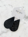 Leather Teardrop Earring "Snakeskin Black"