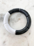 Acrylic Bamboo Bangle Bracelet "Black & White Boho"