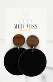 Cork+Leather Round Earring "Black "