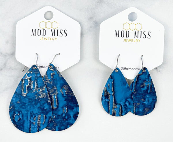 Leather Teardrop Earring "Wildwood Blue"