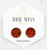 Druzy Stud Earring "Burnt Orange"