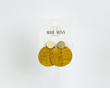 Cork+Leather Round Earring "Mustard"